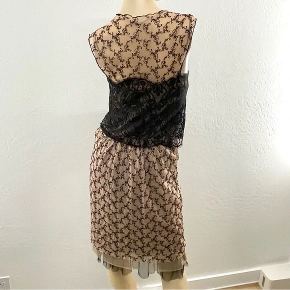 Only Hearts- Black & beige Lace Dress with Black Underlayer Slip-M - Picture 5 of 16